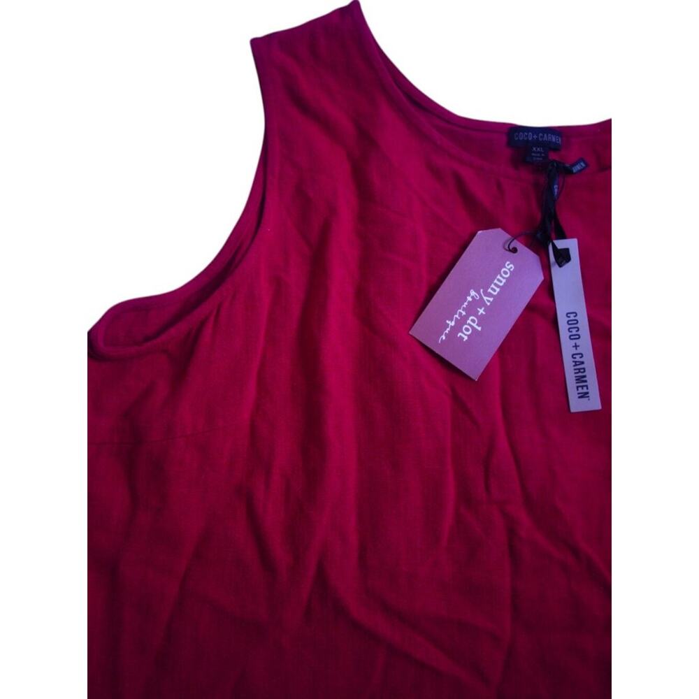 Coco + Carmen Hot Pick Magenta Ruffle Hem Sleeveless Top XXL NWT - Picture 9 of 11